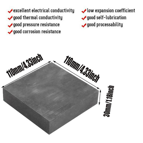 Heavy Duty Carbon Graphite Block For Electrolysis Electrode 110 X 110 X 30 Mm 99.9 Percent Purity shown with dimensions