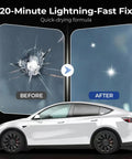 DIY Windshield Crack Repair Kit For All Crack Types With Repair Liquid Fix Chips And Small Cracks Before They Spread Glass Repair Kit For Car Windows Mirrors And Glass Surfaces Two Sets Included showing before and after results on a car windshield.
