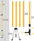 Pro Grade Telescoping Laser Level Pole with tripod for precise onsite alignment, 12 foot reach, adjustable height, shown disassembled