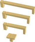 Brushed Brass Modern Cabinet Handles Ten Pack With Five And One Sixteenth Inch Center To Center Pulls For Drawers And Doors Ideal For Kitchen Cabinets And Dressers With Asymmetric Contemporary Design