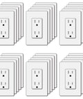 30 Pack 15 Amp Decorator Wall Outlet Receptacle With Screwless Wall Plate, 15A Standard Electrical Outlet, Tamper Resistant, UL Listed, White