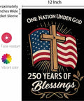 Blessings America Garden Flag 12x18 Burlap Double Sided All American Patriotic Cross Design With American Flag One Nation Under God