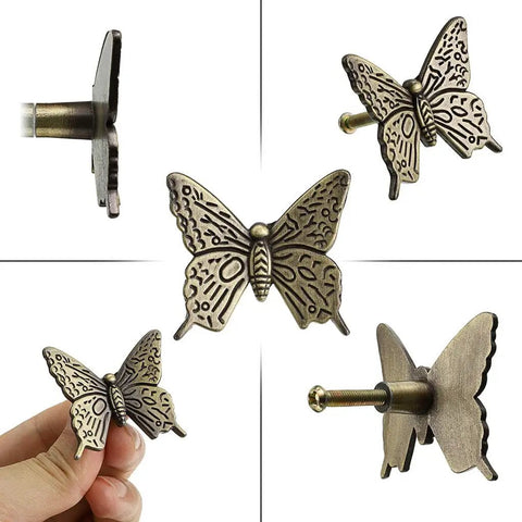 Pack Of 5 Vintage Butterfly Cabinet Door Knobs In Antique Bronze Finish With Retro Charm Decorative Drawer Pulls And Handles