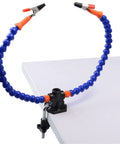 Two Arm Soldering Helper Hands Tool With Flexible Arms And Non Slip Rubber Clamps for PCB work attached to workbench