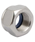 Top Shelf 2 Piece M18 X 1.5mm Metric Stainless Steel Hex Lock Nuts Heavy Duty Rust Proof Grade 304 Anti Vibration Fasteners close-up image.