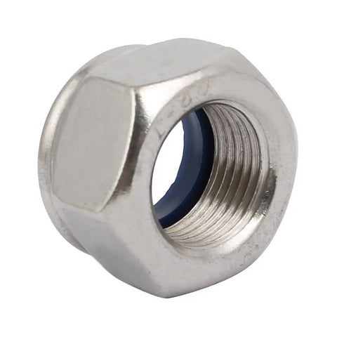 Top Shelf 2 Piece M18 X 1.5mm Metric Stainless Steel Hex Lock Nuts Heavy Duty Rust Proof Grade 304 Anti Vibration Fasteners close-up image.