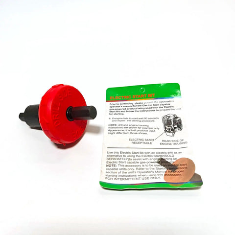 Red Jump Start Drill Bit Adapter For Electric Engine Ignition Bypass Pull Cord Plug Button with instruction sheet