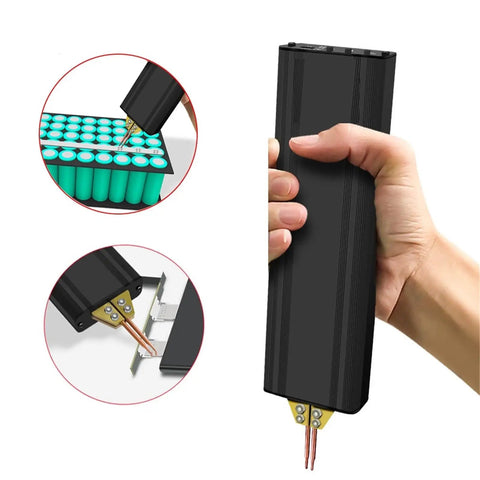 Hand holding a Portable Spot Welder with Five Speed Adjustable Power Handheld USB Repair Tool for on-the-go welds.