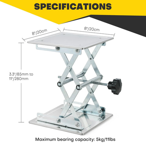 Acymner 8x8 inch stainless steel lab lift stand with scissor lift and adjustment knob