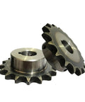 Premium 1 Piece Heavy Duty Steel Industrial Transmission Sprocket With 12mm Keyway Aperture For Rock Solid Power Transfer, showing two steel sprockets.