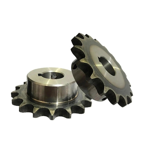 Premium 1 Piece Heavy Duty Steel Industrial Transmission Sprocket With 12mm Keyway Aperture For Rock Solid Power Transfer, showing two steel sprockets.