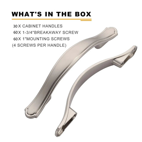Dope Brushed Satin Nickel Kitchen Cabinet Handles And Drawer Pulls Set Of 30 Three Inch Center Hole Durable Zinc Alloy Hardware