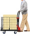 Built Like A Tank Two In One Platform Cart With Secure Cage Foldable Utility Dolly And Flatbed Hand Truck moving large box.