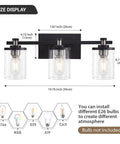 Three Light Matte Black And Brushed Nickel Bathroom Vanity Light Fixture Over Mirror With Clear Glass Shades E26 Base