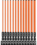 13-Piece Torx Bit Set for Impact Driver S2 Steel Magnetic Bits with Quarter Inch Hex Shank CNC Machined Tips T5 through T40