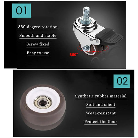 Heavy Duty Caster Wheels With Lockable Bearings For Furniture And Industrial Trolleys Smooth Rolling Rubber Castors with 360-degree rotation.