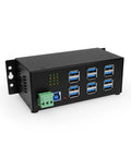 12 Port USB 3.2 Gen 1 Hub With Status LEDs Rugged Metal Chassis 5Gbps Data Transfer Wall Mount Or DIN Rail Mount Plug And Play