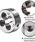 Pro Grade M20 X 1.5 Tap And Die Set round die detailed view showing thread precision and locking holes.