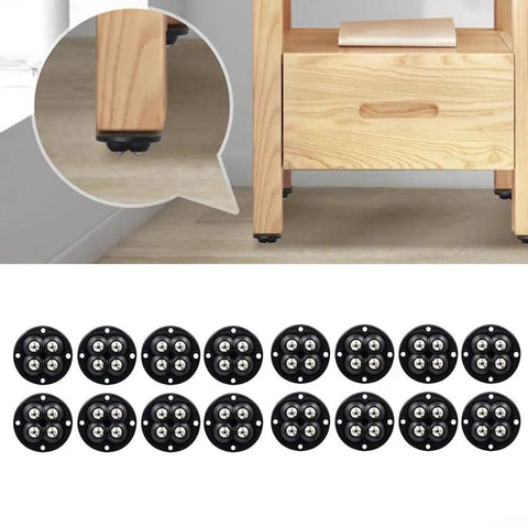 Close-up of a wooden kitchen cart with a 16 Pack Mini Caster Wheels Swivel Ball Transfer Base For Appliances underneath.