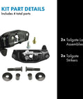 Tailgate Latch And Striker Bolt Kit Set For Chevy GMC Silverado Sierra Replacement showing 2 latch assemblies and 2 strikers