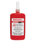 Front view of Dynatex Red High Strength Thread Locker 250 Ml Bottle For Heavy Duty Thread Locking And Fastener Sealing Replacement For Universal Automotive And Machinery Use.