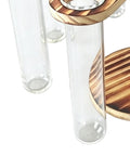 Close-up of Eight Tube Wood Stand Glass Test Tube Planter Set With Hydroponic Water Station For Indoor Garden Desk Decor