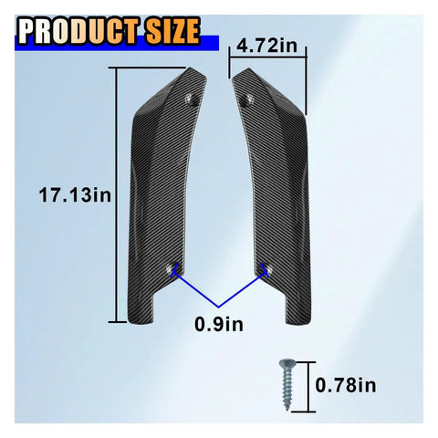 Dimensions of 2 Pack Universal Car Rear Bumper Lip Splitter Canard Diffuser With Side Fins Fenders Skirt Protector
