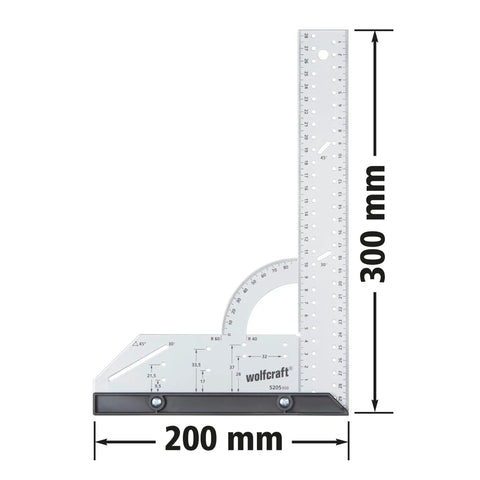 Pro Shop Grade Universal Angle And Try Square Measuring Marking And Cutting Tool Built With Heavy Duty Steel, 200x300 mm.
