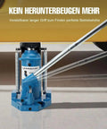Heavy Duty Hydraulic Toe Jack Lifter, 5 To 10 Ton Capacity with adjustable handle for efficient use in auto shops.