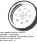 100mm Metal Robot Wheel With Neoprene Tire For Industrial Robots And RC Cars, 8mm Bore, Beefy Hub For Dually Axles, Grippy Traction