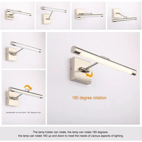 LED Picture Light With 24.4 Inch Swing Arm For Artwork Adjustable Up Down 180 Degrees Brushed Nickel Finish 14W Display