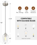 Image of Brushed Nickel Pendant Light For Kitchen Island With Adjustable Height And Clear Glass Shade Modern Hanging