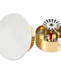 Pro Grade 1/2 Inch NPT Concealed Fire Sprinkler Head With Glass Bulb 155 Fahrenheit 68 Celsius UL CUL Listed in gold and white.
