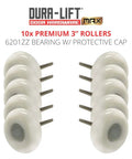 Ultra Life 3 Inch Sealed 6201ZZ Nylon Garage Door Roller With 7 Inch Stem Pack Of 10 Quiet High Load Durable Bearing For Up To 180000 Open Close Cycles At 190 Lb And Dust Shield Cap displayed