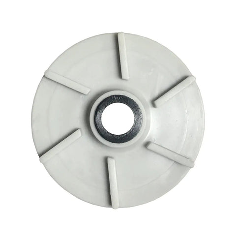 Top view of a single grey impeller for beverage dispenser, fits Crathco D15 D25 D35 E29 E49, replacement part for cafes.
