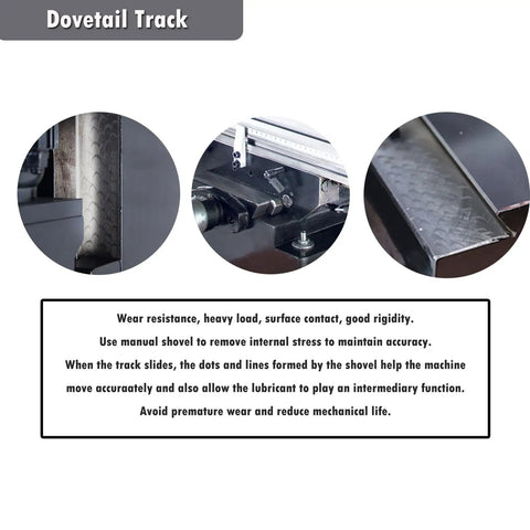 Dovetail track for Shop Ready Mini Milling And Drilling Machine With R8 Spindle Taper, showcasing precision and wear resistance.