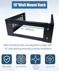 19-Inch Heavy Duty Wall Mount Network Rack with 16 inch mounting holes for secure installation, cold rolled steel, perfect for home lab.