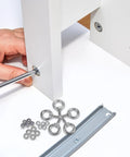 Five Piece M4 304 Stainless Steel Eyebolts With Ring Nuts Threaded Eye Screws For Lifting Equipment shown with tools