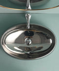 USZWBY Bathroom Vessel Sink European Ceramic Sink Art Basin Chrome Wash Basin Oval Sink showing polished silver design from above.