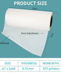 Top Shelf DTF Transfer Film Roll 13x328ft Direct To Film For T Shirts And Textiles, Single Sided Glossy Clear PET Paper