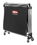 Collapsible X Cart with Wheels 8 Bushel Steel Laundry Cart Heavy Duty Black Utility Cart folded for storage