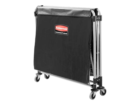 Collapsible X Cart with Wheels 8 Bushel Steel Laundry Cart Heavy Duty Black Utility Cart folded for storage