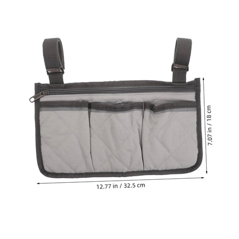 Must Have Bedside Organizer With Four Pockets And Adjustable Straps Hanging Bed Rail Storage Bag With Cup Holder And Zippered Pouch Gray Bed Rail Caddy