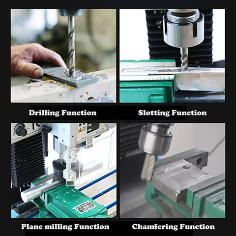 Real Deal 5.5 By 20 Inch Benchtop Mill Drill Press Featuring Hardcore 600W Brushless Spindle, drilling and slotting in metal.