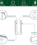 Diagram of disposable coffee cup dispenser with rounded corners, wall mount, handle positions, and anti-slip pads in clear acrylic.