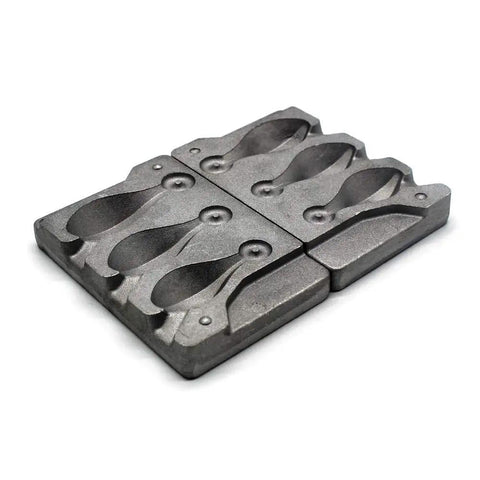 Three Cavities Bank Sinker Molds With 4.5 To 6 Ounce Weights No Handle DIY Pro Grade Bank Sinkers At Home For Serious Anglers Save Money And Craft Custom Tackle mold plate