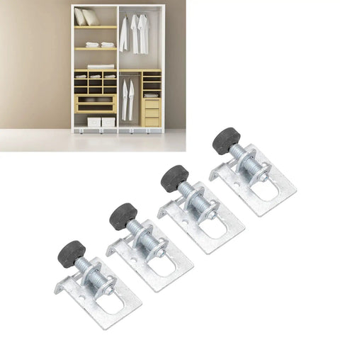 Rock Solid Heavy Duty Leveling Feet for Furniture With Floor Safe Design, Adjustable Anti Scratch Protectors for Cabinets Shelves Tables and Desks, Floor Friendly Plastic Base Guard to Prevent Scratches, Sturdy Easy Leveling, metal leveling feet set installed under wardrobe