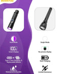 2-In-1 Black Light Flashlight With 395nm UV And White Light, USB-C Rechargeable With LCD Display, dual mode features shown
