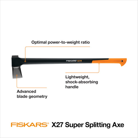 36 Inch Heavy Duty Wood Splitting Axe With Shock Absorbing Handle And Forged Steel Blade For Medium To Large Logs, One-Swing Firewood Split