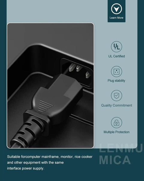 3 Prong 18AWG Power Cord Replacement For ION Speakers And Guitar Amps 6 Foot Cable plugged into power socket